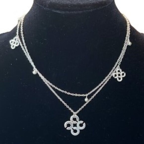 VINTAGE Coach Sterling Silver Signature C Logo Double Strand Necklace - EUC - Picture 2 of 5